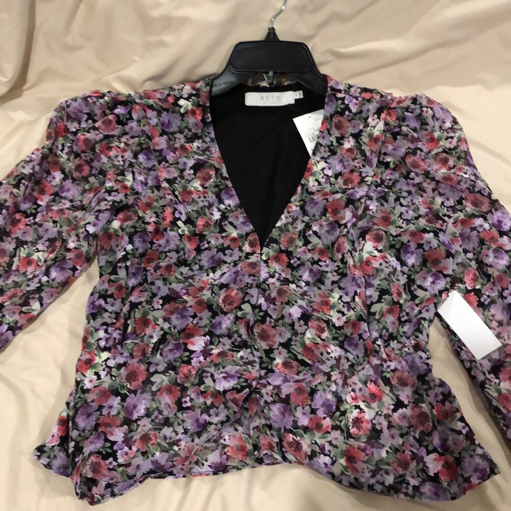 Black Lilac Floral Blouse